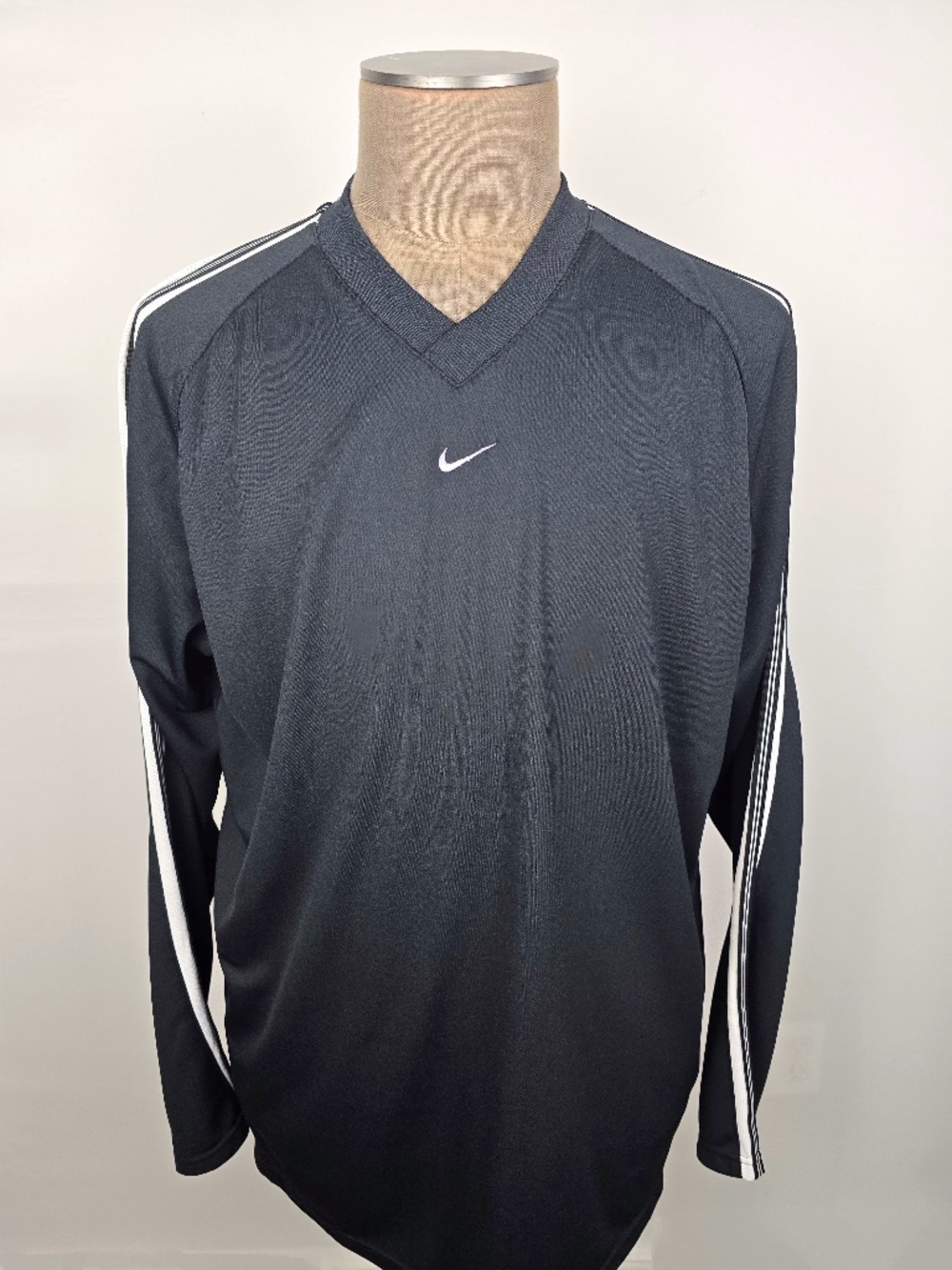 Vintage Nike Y2K Center Swoosh Long Sleeve Soccer Jersey Black XL NWOT
